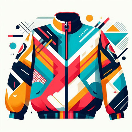 Colorful sport jacket on mannequin. Vector illustration in flat styleのイラスト素材