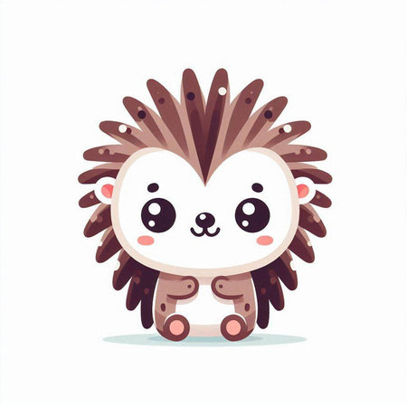 Cute cartoon hedgehog. Vector illustration isolated on white background.のイラスト素材