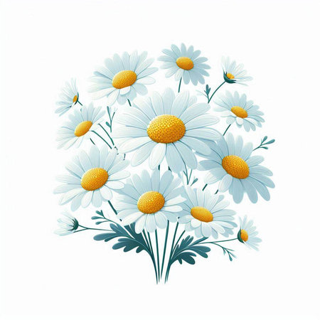 Bouquet of daisies isolated on white background. Vector illustration.のイラスト素材