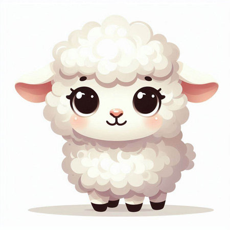 Cute cartoon sheep. Vector illustration isolated on a white background.のイラスト素材