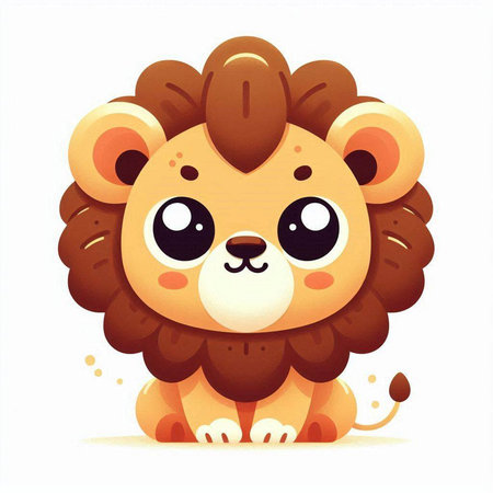 Cute cartoon lion. Vector illustration isolated on a white background.のイラスト素材