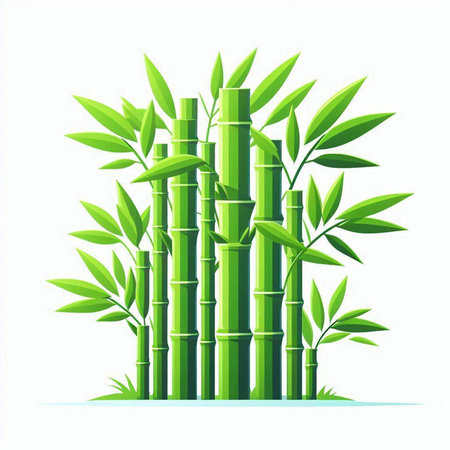 Green bamboo isolated on white background. Vector illustration for your design.のイラスト素材