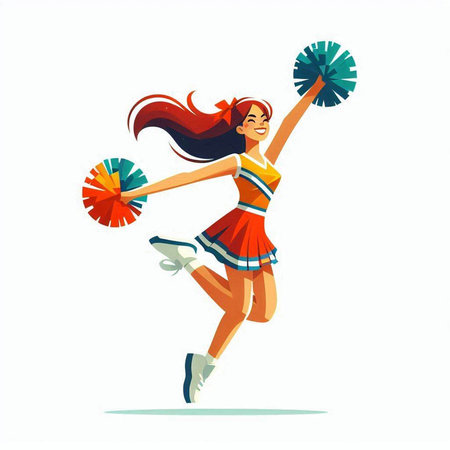 Cheerleader with pompoms. Cheerleader. Vector illustrationのイラスト素材