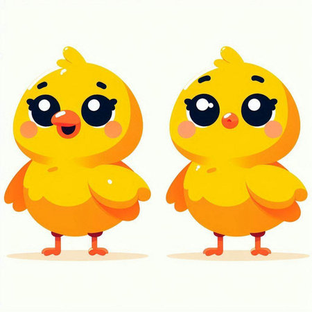 Cute yellow chicken on a white background. Vector illustration for your designのイラスト素材