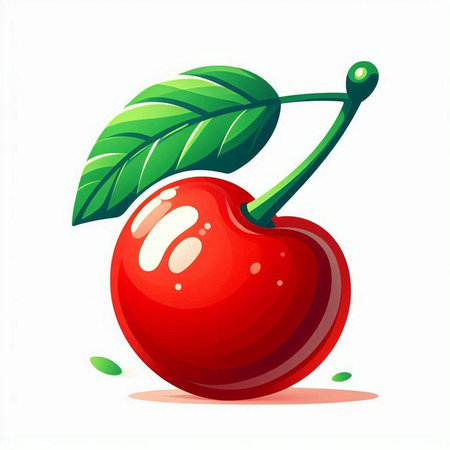 Cherry on a white background. Vector illustration of a cherry.のイラスト素材