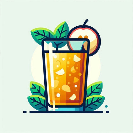 Cocktail with orange juice and mint leaves. Vector illustration.のイラスト素材