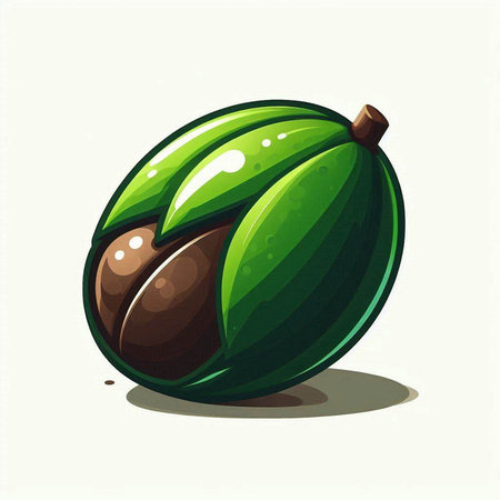 Illustration of a fresh green acorn isolated on a white backgroundのイラスト素材