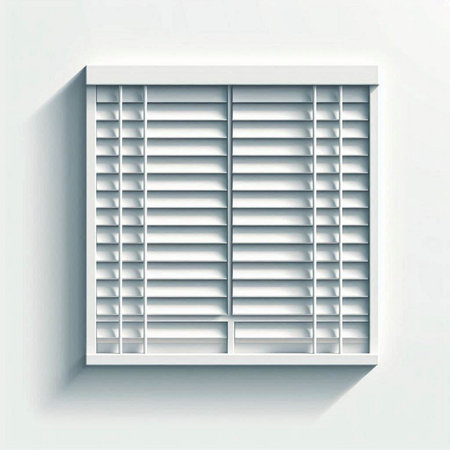 Illustration of a window with blinds on a white background.のイラスト素材