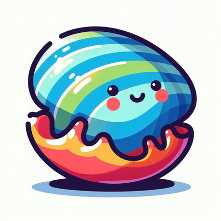 Cute kawaii rainbow planet. Vector illustration in cartoon styleのイラスト素材