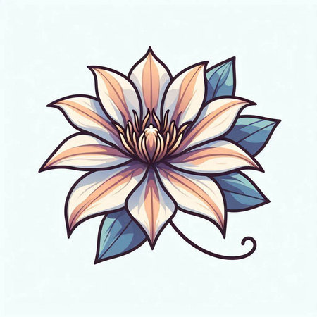 Beautiful vector hand drawn illustration with lotus flower. Isolated on white background.のイラスト素材