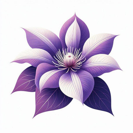 Beautiful purple clematis isolated on white background. Vector illustration.のイラスト素材