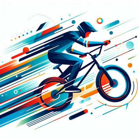 Cyclist riding bicycle abstract background. Vector illustration eps 10のイラスト素材