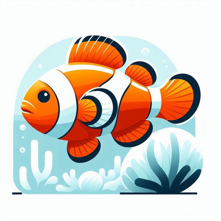Clown fish in the sea, vector cartoon illustration on white background.のイラスト素材