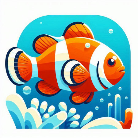 Clown fish in the sea. Vector illustration in cartoon style.のイラスト素材