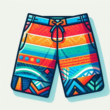 Vector illustration of a pair of shorts with a pattern in the style of the 80s.のイラスト素材