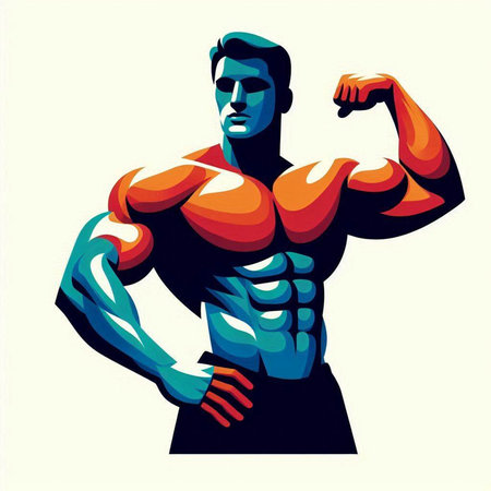 Bodybuilder. Bodybuilder. Vector illustration isolated on white background.のイラスト素材