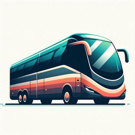 Bus vector illustration, front view. Transportation and travel concept. Vector illustrationのイラスト素材