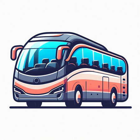 Illustration of a bus on a white background. Vector illustration.のイラスト素材