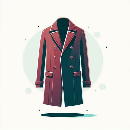 Stylish coat in retro style on white background. Vector illustration.のイラスト素材