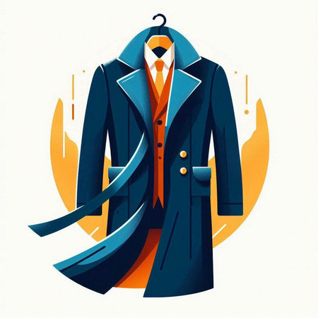Men's coat on a hanger on a white background. Vector illustrationのイラスト素材