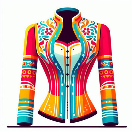 Vector illustration of a woman's blouse with ornaments.のイラスト素材
