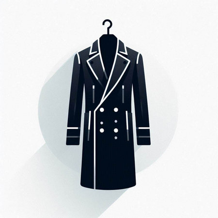 Men's coat on a hanger on a white background. Vector illustrationのイラスト素材