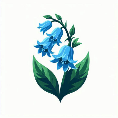 Bluebell flower isolated on white background. Vector illustration in cartoon style.のイラスト素材