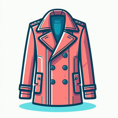 Vector illustration of a red raincoat on a white background. Cartoon style.のイラスト素材
