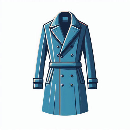 Blue coat isolated on white background. Vector illustration for your design.のイラスト素材
