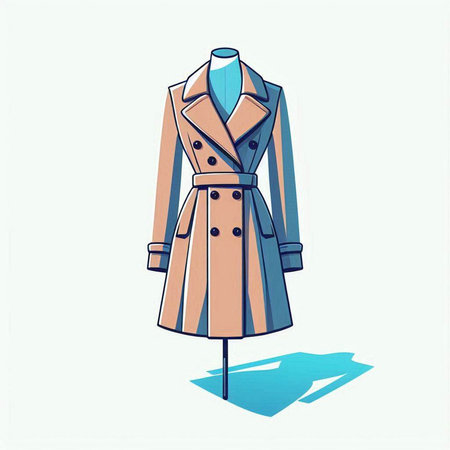 Women's coat on a mannequin. Vector illustration in retro styleのイラスト素材