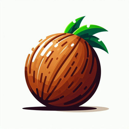 Illustration of a coconut on a white background, vector illustration.のイラスト素材