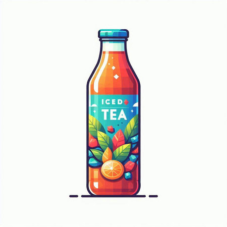 Bottle of lemonade with fruits and berries. Vector illustration.のイラスト素材