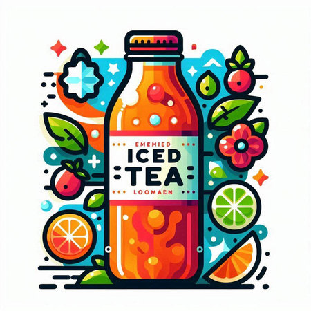 Citrus juice in a bottle. Vector illustration in flat style.のイラスト素材