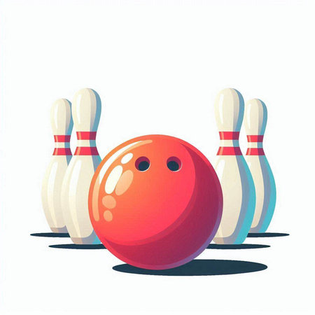Bowling ball and pins isolated on white background. Vector illustration.のイラスト素材