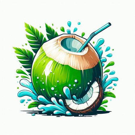 Coconut water splash isolated on white background. Vector illustration.のイラスト素材