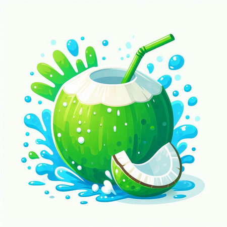 Coconut water splash on a white background. Vector illustration.のイラスト素材