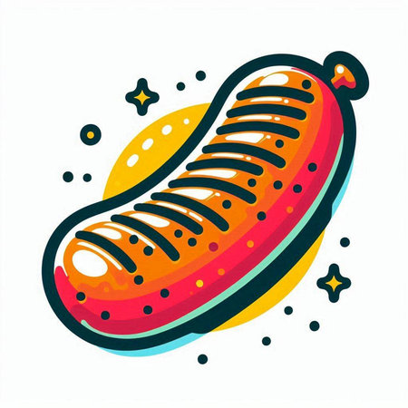 Sausage. Vector illustration of a hot dog on a white background.のイラスト素材