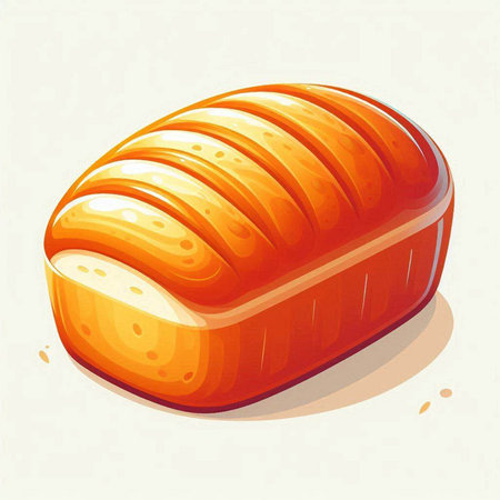 Illustration of a slice of bread in cartoon style. Vector illustration.のイラスト素材