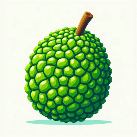 Vector illustration of a fresh green custard apple on a white backgroundのイラスト素材