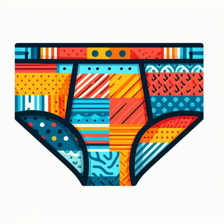 Underwear with colorful geometric pattern isolated on white background. Vector illustration.のイラスト素材
