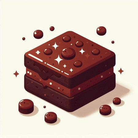 Illustration of a chocolate cake with chocolate chips on a white backgroundのイラスト素材