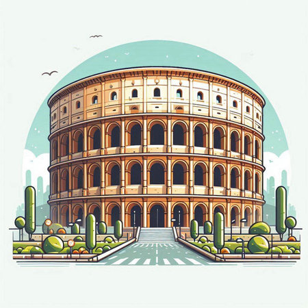 Colosseum in Rome, Italy. Colosseum is one of the symbols of Rome.のイラスト素材