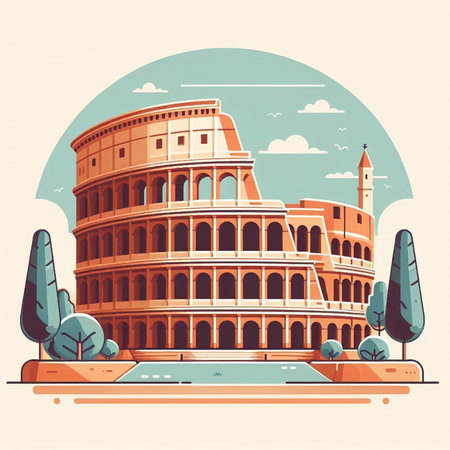Colosseum in Rome, Italy. Vector illustration in retro styleのイラスト素材