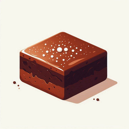 Chocolate cake with cream on a light background. Vector illustration.のイラスト素材