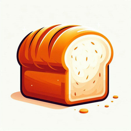 Illustration of a slice of bread on a white background, vector illustrationのイラスト素材