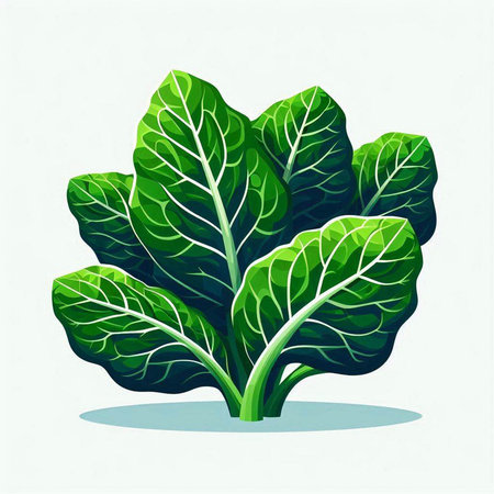 Illustration of fresh green chard on white background. Vector illustration.のイラスト素材