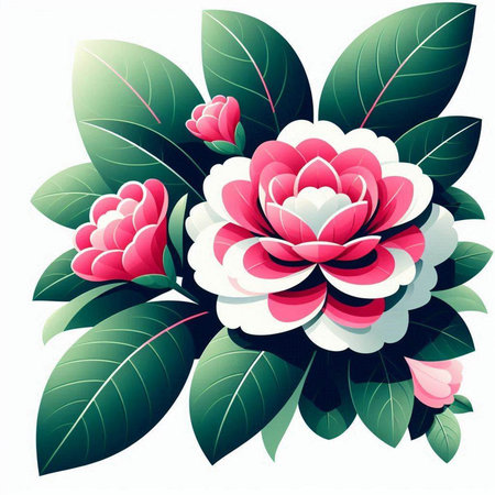 Camellia flower on a white background. Vector illustration.のイラスト素材