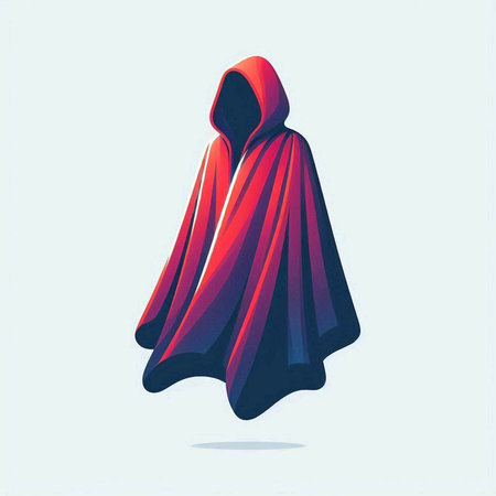 Illustration of a hooded cloak isolated on a white background.のイラスト素材