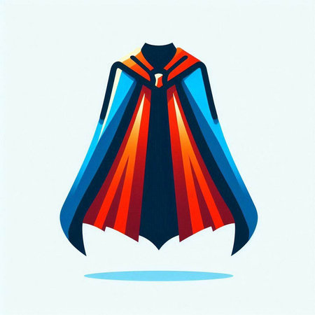 Blue and red cape. Vector illustration. Isolated on white background.のイラスト素材