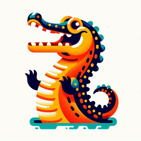 Crocodile on white background. Cartoon style. Vector illustration.のイラスト素材